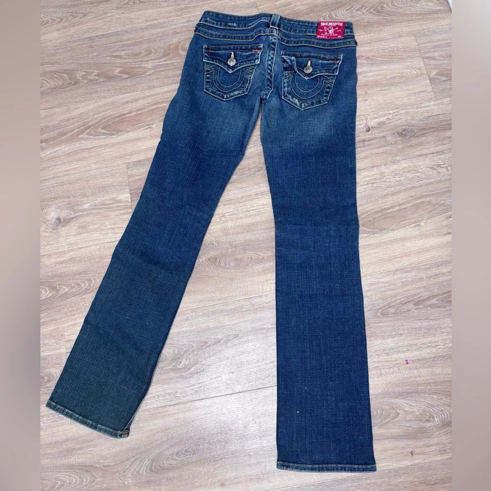 True Religion Y2K Flap Pocket Jeans Size 27‎ Horseshoe Stitch Bootcut